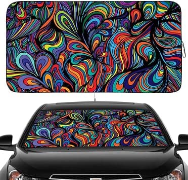 Gven Windshield Sun Shade, Car Front Window Shades Cute Windhsield Sunshade Cover Sun Visor Shield Block Automotive Interior Portector Blocks UV Rays for Car Pickup Truck SUV Accessories (Abstract,L) - Amazon.ae Price Tracker