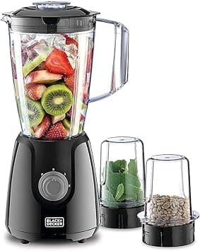 BLACK+DECKER Blender with Grinder Mills, 400W Power, 1.5L with 300ml 2 Grinding Mills, Stainless Steel Blades and Two Pulse Control for Fine and Grinding of Coffee Herbs, 2 years warranty, BX440-B5 - Amazon.ae Price Tracker