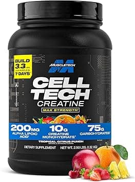 MuscleTech | Cell-Tech | Creatine Monohydrate Powder | Post Workout Recovery Drink | Muscle Builder for Men & Women | Tropical Citrus Punch | 1360 grams | 56 servings | 27 servings - Amazon.ae Price Tracker