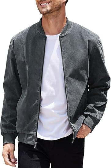 COOFANDY Men's Casual Varsity Jacket Vintage Lightweight Suede Bomber Jackets - Amazon.ae Price Tracker