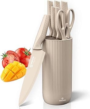 Knife Set, Brewin Kitchen Knife Set, Knives Set for Kitchen, Universal Knife Block, Utility Knife Block Set, New Home Essentials, Apartment Essentials, Dishwasher Safe - Amazon.ae Price Tracker