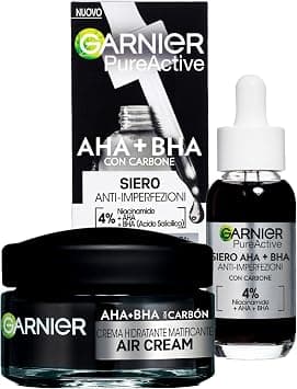 Garnier Air Cream AHA BHA Mattifying Moisturising Face Cream with Activated Carbon 50 ml + Garnier PureActive Anti-Imperfection Serum with Niacinamide Pimple Blackhead Treatment 30 ml - Amazon.ae Price Tracker