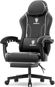Dowinx Leather Gaming Chair with Massage Lumbar Footrest Pocket Spring Cushion, Ergonomic PC Video Office Computer Gamer Chair Footrest for Adults High Back Heavy Duty Game Chair 300LBS, Black - Amazon.ae Price Tracker