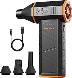 WOLFBOX electric air duster MegaFlow 50 with 110000RPM, 3-Gear adjustable mini blower, Cordless, Fast charging, Suitable for dust removal in computers, keyboards, cars, houses and outdoors - Amazon.ae Price Tracker