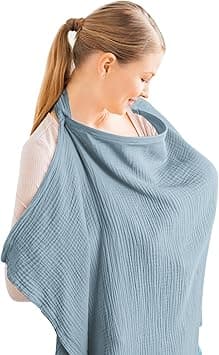 Konssy Muslin Nursing Cover for Baby Breastfeeding, Breathable 100% Cotton Breastfeeding Cover with Rigid Hoop for Mother Nursing Apron, Multi-use Carseat Canopy (Blue) - Amazon.ae Price Tracker
