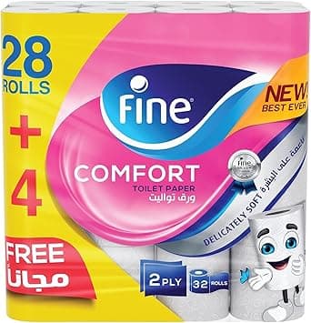 Fine Comfort Toilet Tissues Paper 32 Rolls, 180 sheets x 2 Ply - Amazon.ae Price Tracker