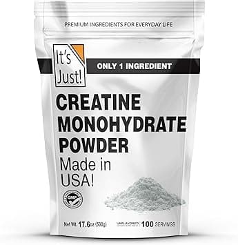 It's Just! Creatine Monohydrate Powder, Pure Creatine Powder, Made in USA, Third Party Lab Tested, 5G Per Serving, Spoon Included, No Fillers, No Flavor Added (Unflavored, - Amazon.ae Price Tracker