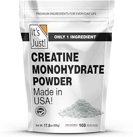 It's Just! Creatine Monohydrate Powder, Pure Creatine Powder, Made in USA, Third Party Lab Tested, 5G Per Serving, Spoon Included, No Fillers, No Flavor Added (Unflavored, - Amazon.ae Price Tracker