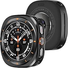 Amizee 2-in-1 Protective Case Compatible with Samsung Galaxy Watch Ultra (2025/2024) 47 mm Case, Ultra Thin Metal Frame, Anti-Scratch Protective Case for Galaxy Watch 7/8 Ultra, Black/Orange - Amazon.ae Price Tracker