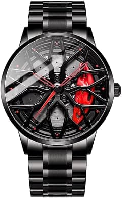 GOLDENIZE FASHION Branded Men's Sport Quartz Watch Car Wheel Multicolour Dial Wheel Dial 360 Rotating Casual Fashion Stainless Steel Alloy Mens &Boy's Luxury Metal Gift Creative Watch - Amazon.ae Price Tracker
