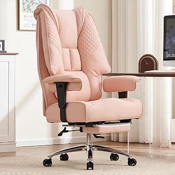 EXCEBET Big and Tall Office Chair 400lbs Wide Seat, Leather High Back Executive Office Chair with Foot Rest, Ergonomic Chairs Lumbar Support for Lower Back Pain Relief (Light Pink) - Amazon.ae Price Tracker