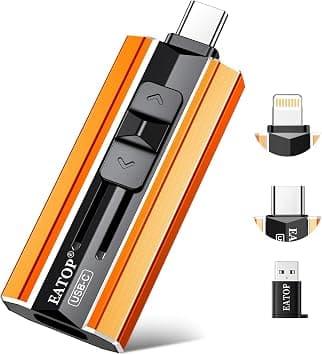 EATOP 512GB Dual Interface Flash Drive, No App Required, Portable USB Storage Memory Stick for iPhone, iPad, Android, PC & Mac โ Easily Stores Photos, Videos & Files (Orange) - Amazon.ae Price Tracker