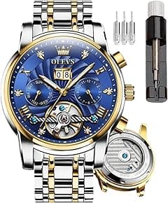 OLEVS Watches Men Automatic, Self Winding Skeleton Watches for Men Tourbillon, Stainless Steel - Amazon.ae Price Tracker