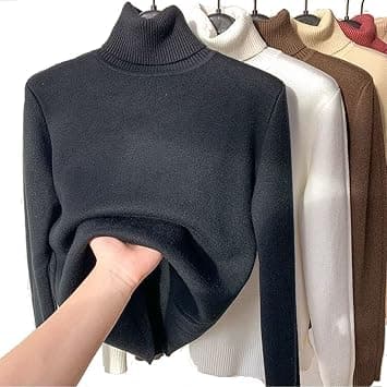 Winter Fleece Thick Knitted Bottoming Shirt, 2023 New Casual Thick Turtleneck Sweater Soft Thermal, M - Amazon.ae Price Tracker