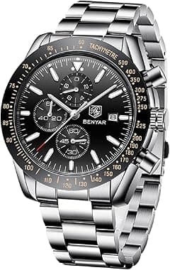 Benyar Men's Chronograph Analogue Quartz Movement Waterproof Luminous Fashion Sports Business Wrist Watch Elegant Gift for Men - Amazon.ae Price Tracker