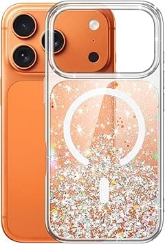 JETech Glitter Case for iPhone 17 Pro Max 6.9-Inch Compatible with MagSafe, Clear Cute Bling Sparkle for Women and Girls, Shiny Shockproof Magnetic Sparkly Phone Cover (Orange) - Amazon.ae Price Tracker