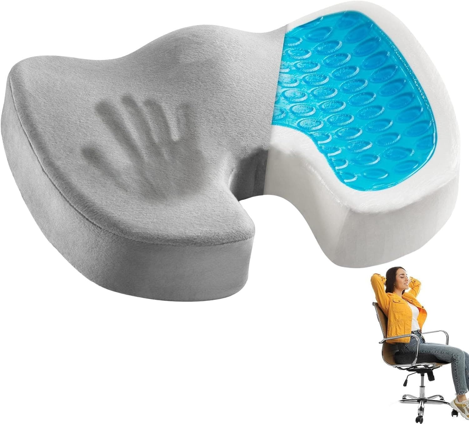 Seat Cushion For Office Chair,Memory Foam Seat Cushion Non-Slip Bottom With Handle, Back Support Cushion Seat For Wfh Car Seat Wheelchair Airplane (Grey) - Amazon.ae Price Tracker