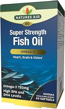 Natures Aid Super Strength Fish Oil Omega-3 720mg | High EPA & DHA Levels | Supports Heart, Brain & Vision Health | Gluten Free & Vegan | 60 Softgels - Amazon.ae Price Tracker