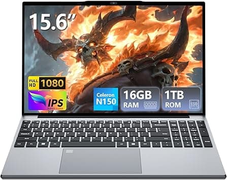 2025 Laptop, Laptop Computer with Celeron N150, Lap top with 16GB DDR4 1TB SSD, 15.6" IPS 1080P, Backlit Keyboard Fingerprint, Win 11 Pro, Portable Laptops for Work Office Student - Amazon.ae Price Tracker