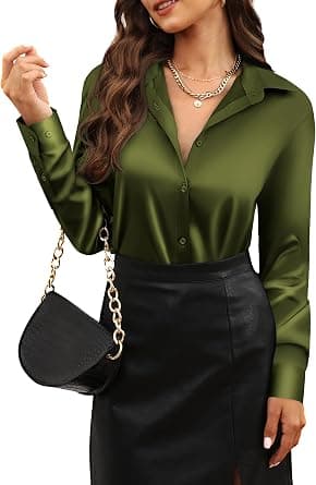 CUNLIN Women’s Soft Satin Shirts, Silk Leopard Button-Down, Long-Sleeved, Silky - Amazon.ae Price Tracker