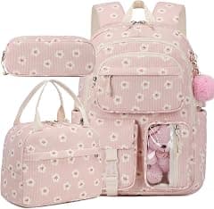 School Backpack Girls Teens Bookbag with Lunch Box Set Corduroy Kids Elementary Middle School Bag - Amazon.ae Price Tracker