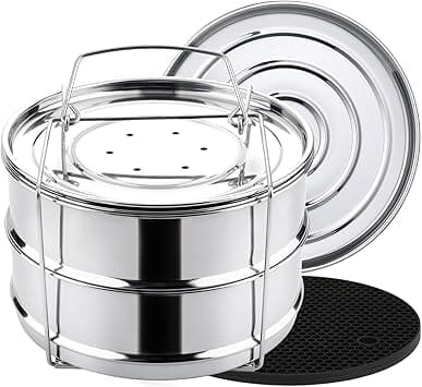 Aozita (5.7l) - Stackable Steamer Insert Pans with Sling for 5/6/7.6l Instant Pot Accessories - Stainless Steel Food Steamer for Pressure Cooker, Baking, Lasagna Pans, Upgrade Interchangeable Lids ... - Amazon.ae Price Tracker