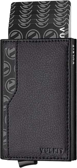 VULKIT Credit Card Holder with Double ID Window Leather Passcase Wallet RFID Blocking Automatic Pop Up Card Wallet for Cards & Notes - Amazon.ae Price Tracker