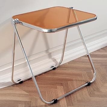 Clear Acrylic Folding Table with Steel Chrome Frame, Luxury Transparent Foldable Table for Small Spaces, Dining, Makeup, Home, Office, Party & Events Indoor and Outdoor (Brown Folding Table) - Amazon.ae Price Tracker