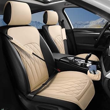 BEITK 2 Pack Leather Front Car Seat Covers, Universal Sideless Car Seat Protectors with Storage Pocket and Seat Belt Pads, Waterproof Automotive Seat Cover for Cars Trucks SUV(Beige) - Amazon.ae Price Tracker