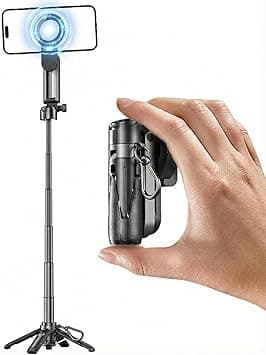Magnetic 47.5cm/18.7" Selfie Tripod for iPhone, Travel Essential Mini Stick with Rechargeable Bluetooth Remote, Lightweight & Pocket-Sized Quadpod for MagSafe & Non-MagSafe Phones - Amazon.ae Price Tracker