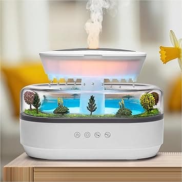 Essential Oil Diffuser 250ML Cloud Humidifier Rain Water Drip Diffuser Humidifier with Drip Music Micro Landscape Ultrasonic Diffuser for Bedroom Office Hotel (White Grey) - Amazon.ae Price Tracker