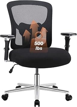 Sweetcrispy Ergonomic 500lbs Wide Heavy Duty Big and Tall Home Office Chair with Adjustable Lumbar Support and Wheels, 3D Armrest, for Adults - Amazon.ae Price Tracker