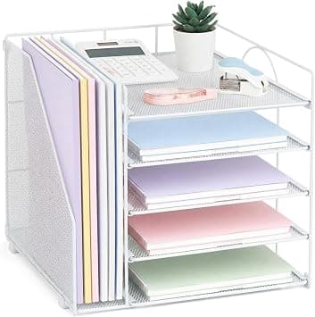 LEKETREE 5-Tier Paper Letter Tray Organizer with File Holder, Art Deco Desk Organizer, White - Amazon.ae Price Tracker