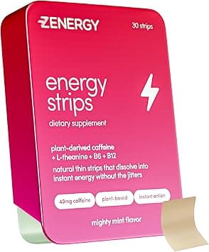 ZENERGY Energy Oral Strips - Mint Flavor | 40mg Caffeine + 30mg L-Theanine + 100% Vitamin B6 & B12 | 0 Sugar, 0 Calories, 0 Gluten, 0 Aspartame, Vegan, Plant-Based, Instant Action | 1 Tin = 30 Strips - Amazon.ae Price Tracker