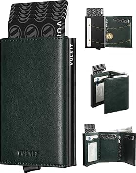 VULKIT Credit Card Holder with Banknote Compartment RFID Blocking Pop up Leather Card Wallet with ID Window(Green) - Amazon.ae Price Tracker