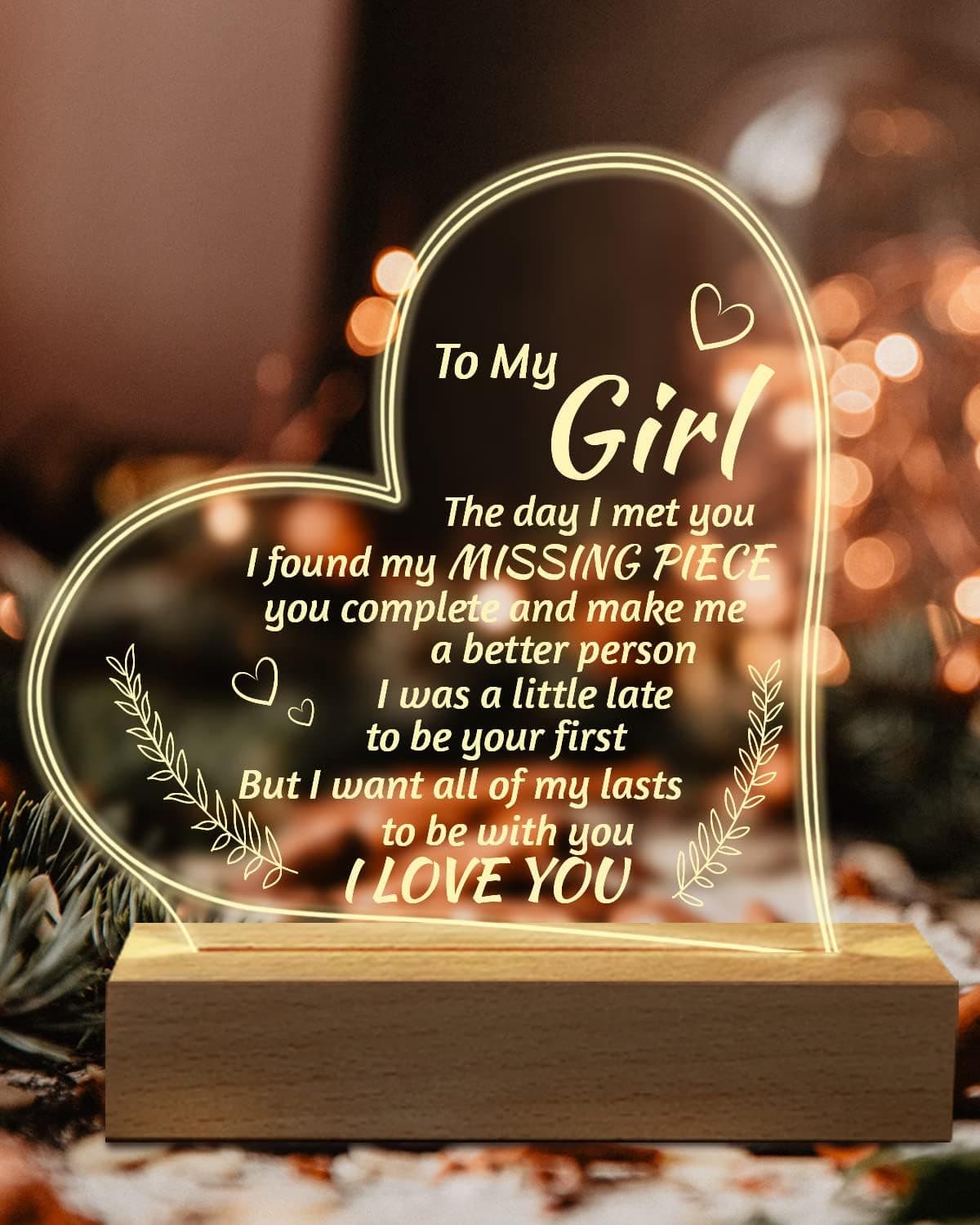MAKINGTEC Romantic Gifts to My Girlfriend Engraved Night Light, I Love You Gifts for Her, Cute Girlfriends Birthday Anniversary Valentines Day Gifts for Girlfriend - Amazon.ae Price Tracker