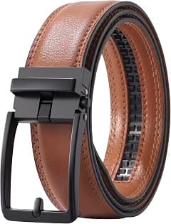 AWAYTR Men Ratchet Genuine Leather Belt - Adjustable Casual Dress Belt for Jeans with Slide Buckle - Amazon.ae Price Tracker