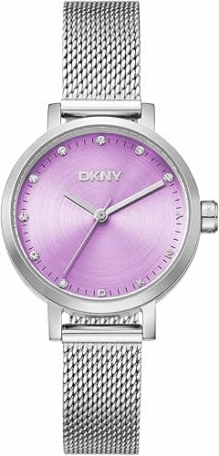 DKNY Evening Soho Mini Round Shape Analog Wrist Watch for Women, 30 mm Case Size, Pink/Silver - Amazon.ae Price Tracker