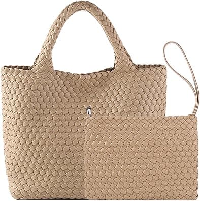Fashion Woven Bag Shopper Bag Travel Handbags and Purses Women Tote Bag Large Capacity Shoulder Bags - Amazon.ae Price Tracker