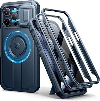 Dexnor for iPhone 15 Pro Max Case with Slide Camera Cover & Adjustable Kickstand & Built-in Screen Protector, Magnetic Rugged Shockproof Bumper Cases Heavy-duty Magnetic Protective Cover,Navy Blue - Amazon.ae Price Tracker
