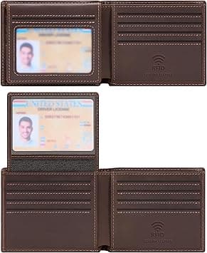 Travelambo Genuine Leather Wallet for Men with Gift Box - Handmade Bifold Stylish - Mens Wallets Rfid Blocking with 2 ID Windows, Craze Horse Brown, 4.5“x3.5”, Minimalist - Amazon.ae Price Tracker