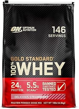 Optimum Nutrition (ON) Gold Standard 100% Whey Protein Powder Primary Source Isolate, 24 Grams of Protein for Muscle Support and Recovery - Delicious Strawberry, 10 Lbs, 146 Servings (4.53 KG) - Amazon.ae Price Tracker
