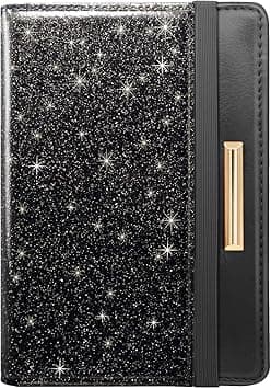 Passport Holder Cover Travel RFID Blocking Passport Cover Rose Gold Cute Flowers Passport Wallet with Elastic Band for Women, Black Glitter, Casual - Amazon.ae Price Tracker