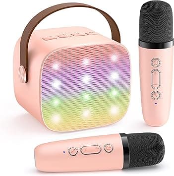 YLL Mini Karaoke Machine for Kids Adults, Portable Bluetooth Speaker with 2 Wireless Microphones,18 Pre-Loaded Songs Toys Birthday Gifts for Girls 4, 5, 6, 7, 8+ Years Old Toddler Teens - MULTICOLOR - Amazon.ae Price Tracker