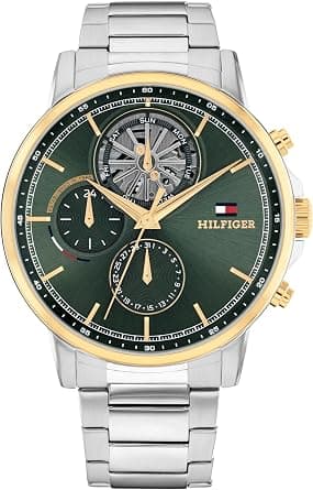 Tommy Hilfiger Men's Multifunction Quartz Watch – 44mm Stainless Steel Case, Double-Layer Dial, Link Bracelet, Skeleton-Inspired Design - Gift for Him - Amazon.ae Price Tracker
