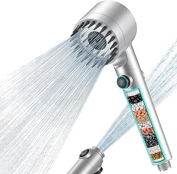 FEELSO Hard Water Filter Shower Head with 15 Stage Filter, 3+1 Spray Jet Modes High Pressure Shower Head and 1.5m Hose, Handheld Massage Shower Filter for Residual Chlorine Remove Silver - Amazon.ae Price Tracker