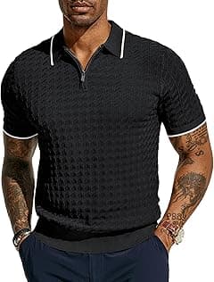 PJ PAUL JONES Men's Knit Polo Shirts Short Sleeve Quarter Zip Polo Shirt - Amazon.ae Price Tracker