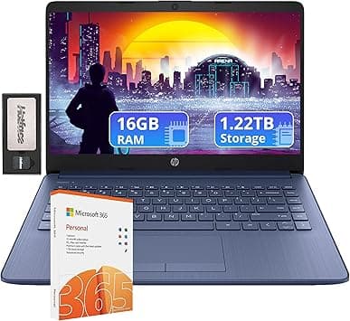 HP Stream 14" HD Lightweight Laptop, Intel Celeron N4120, 16GB RAM, 1.22TB Storage(64GB eMMC+160GB Docking Station Set+1TB Cloud Storage), Intel UHD Graphics, 1 Year Office 365, WiFi, Win 11s, Blue - Amazon.ae Price Tracker