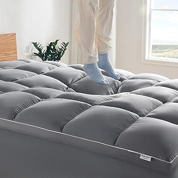 SLEEP ZONE Mattress Pad Queen Size Deep Pockets, Extra Thick Fitted Mattress Topper for Back Pain, Hotel Quality, Plush and Support, 60 x 80 Inches (Grey, Queen) - Amazon.ae Price Tracker