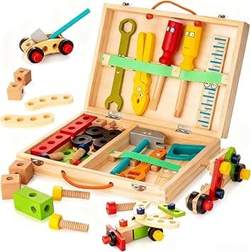 KIDWILL Tool Kit for Kids, Wooden Tool Box with Building Toy Set Creative DIY Educational Construction (Pack of 33) - Amazon.ae Price Tracker